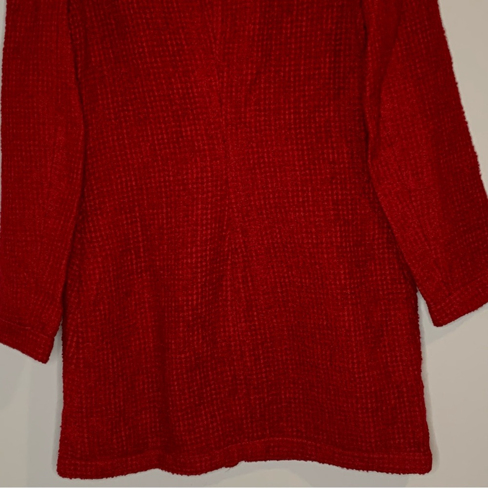 Zara Red Textured Long Sleeve V-neck Vintage Dress - Picture 5 of 15